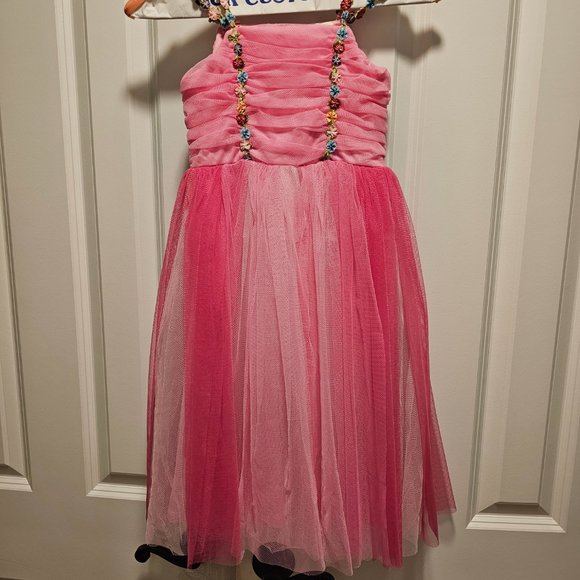 Hannah Banana Princess Tulle Dress Pink Floral Off Shoulder 5 - Picture 5 of 5